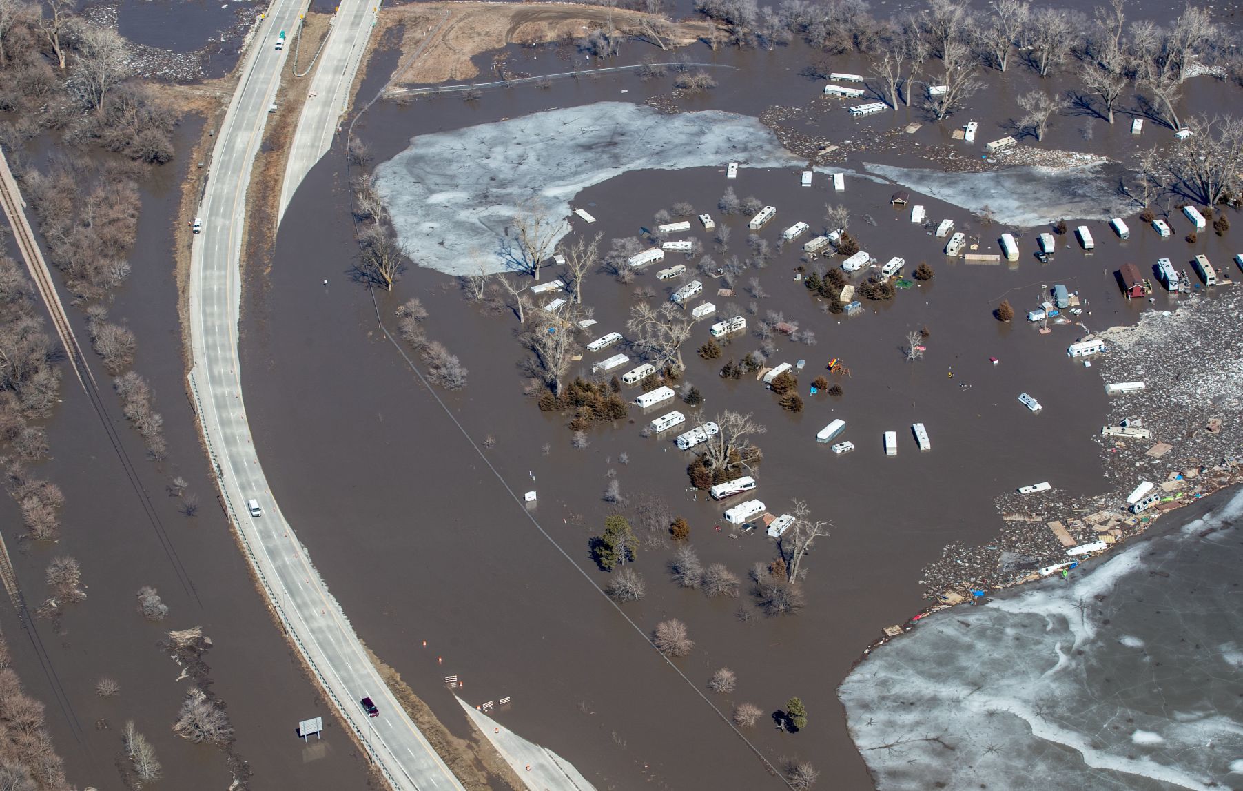 Highway 75's northbound lane is closed because of flooding near Merritt's Beach RV Park on Friday.